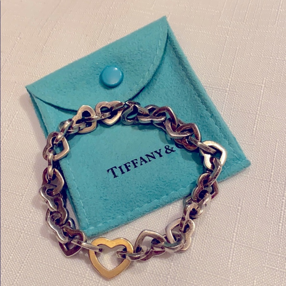 AUTHENTIC Y2K TIFFANY & CO HEART LINK BRACELET GOLD & SILVER RETIRED ⭐️⭐️⭐️⭐️⭐️ - Picture 2 of 14